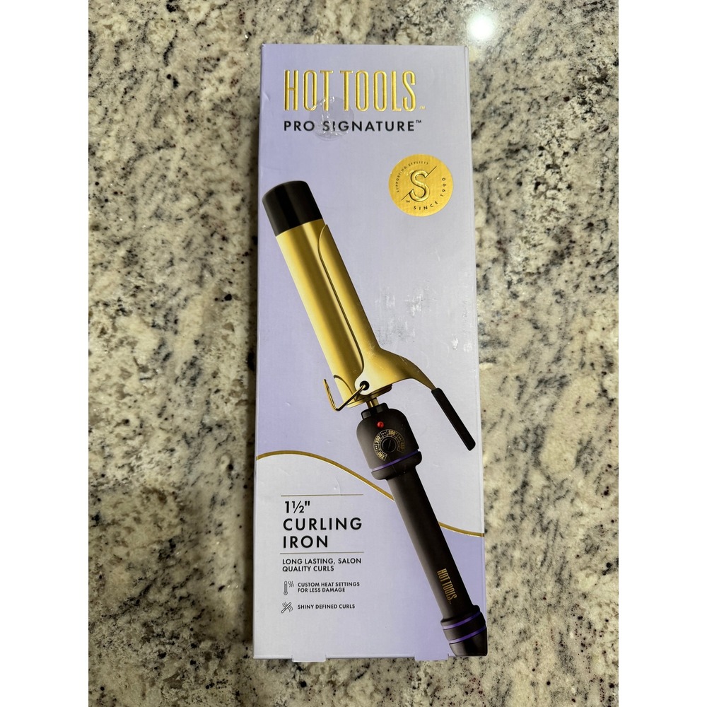 Hot Tools Pro Signature 1.5 Inch Gold Curling Iron HT7123BGโ 430F Fast Heat Up